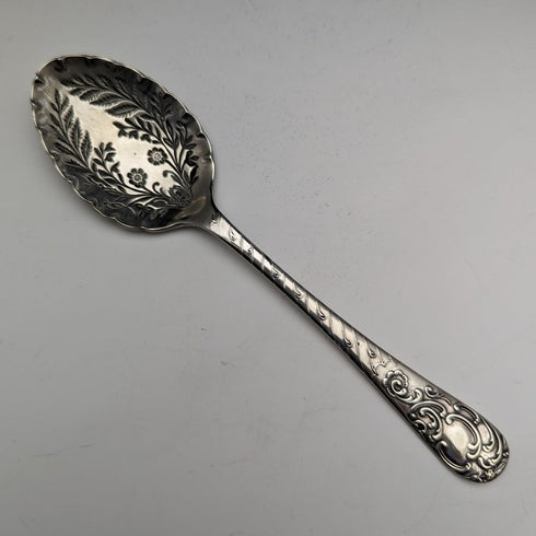 British antique cut glass jam pot silver plate lid & spoon